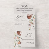 Rustic Boho Botanical Script Wedding Invitation オールインワン招待状 (内側)