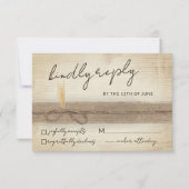 Rustic Boho Burlap Eco Wood Pampass Grass Wedding 出欠カード (正面)