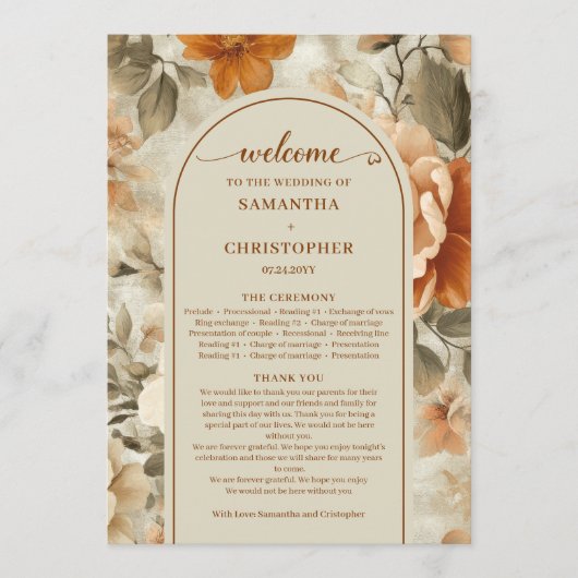 Rustic Boho Burnt Orange Ivory Olive Program プログラム (正面)