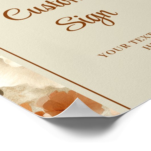 Rustic Boho Burnt Orange Ivory Sage Floral Custom  ポスター (角)