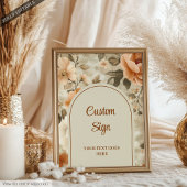 Rustic Boho Burnt Orange Ivory Sage Floral Custom  ポスター