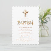 Rustic Boho Chic Floral Cross Baptism TMF26 招待状 (スタンド正面)
