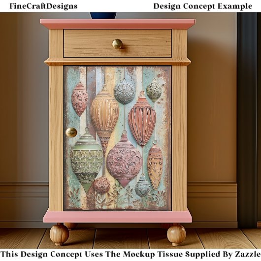 Rustic Boho Chic Holiday Ornaments EA1L Decoupage 薄葉紙