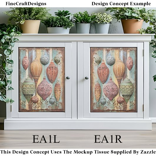 Rustic Boho Chic Holiday Ornaments EA1L Decoupage 薄葉紙