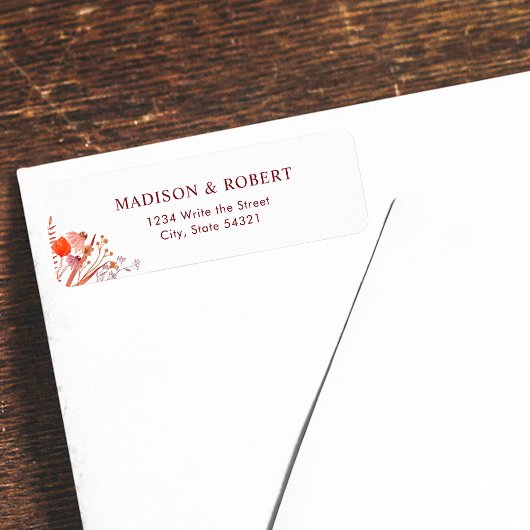 Rustic Boho Chic Wildflower Wedding Return Address ラベル