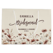 Rustic Boho Chic Wildflowers Bridesmaid Wedding ラージペーパーバッグ (裏面)