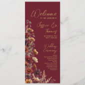 Rustic Boho Chic Wildflowers Burgundy Wedding プログラム (正面)
