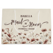 Rustic Boho Chic Wildflowers Maid of Honor Wedding ラージペーパーバッグ (正面)