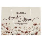 Rustic Boho Chic Wildflowers Maid of Honor Wedding ラージペーパーバッグ (裏面)