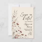 Rustic Boho Chic Wildflowers Photo Back Wedding  セーブザデート (正面)