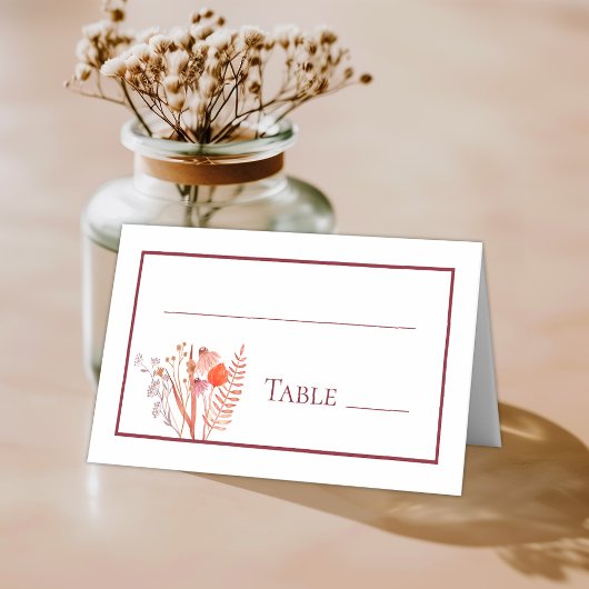 Rustic Boho Chic Wildflowers Wedding Table Number プレイスカード
