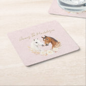 Rustic Boho Country Wedding スクエアペーパーコースター (アングル)