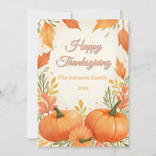 Rustic Boho Cozy Autumn Thanksgiving Card シーズンカード (正面)