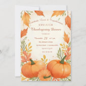 Rustic Boho Cozy Autumn Thanksgiving Invitation 招待状 (正面)