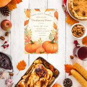 Rustic Boho Cozy Autumn Thanksgiving Invitation 招待状