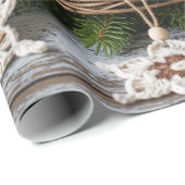 Rustic Boho Crochet Snowflake Christmas  ラッピングペーパー (ロールコーナー)