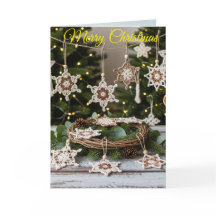 Rustic Boho Crochet Snowflake Christmas Greeting 