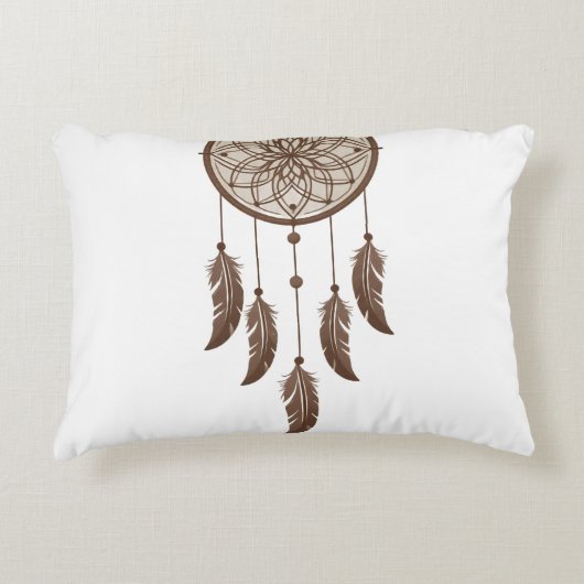 Rustic Boho Dreamcatcher Square Pillow アクセントクッション (正面)