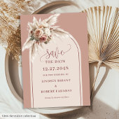 Rustic Boho Dusty Pink Arch Floral Save the Date 招待状