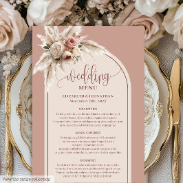 Rustic Boho Dusty Rose Pampas Floral Wedding Menu メニュー
