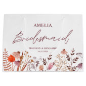 Rustic Boho Fall Wildflowers Bridesmaid Wedding ラージペーパーバッグ (正面)