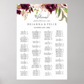 Rustic Boho Floral Alphabetical Seating Chart ポスター (正面)