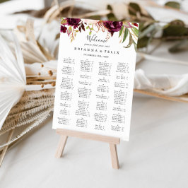 Rustic Boho Floral Alphabetical Seating Chart ポスター