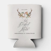 Rustic Boho Floral Antler Wedding Card & Gift 缶クーラー (裏面)
