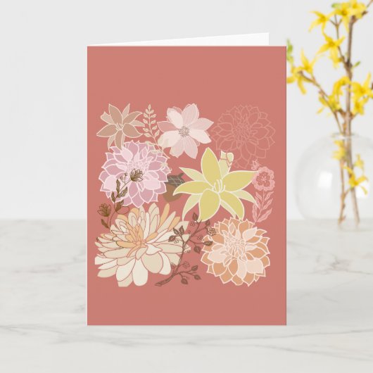 Rustic Boho Floral Pattern カード (黄色い花)
