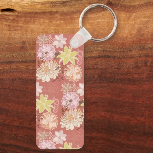 Rustic Boho Floral Pattern キーホルダー (裏面)