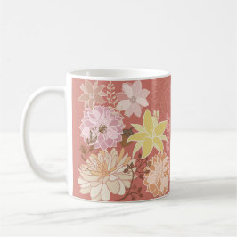 Rustic Boho Floral Pattern コーヒーマグカップ