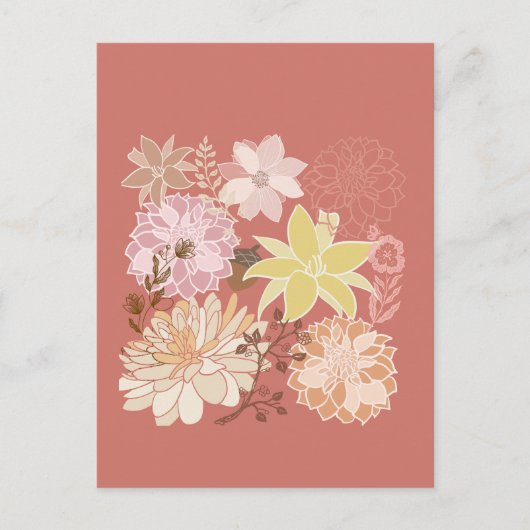Rustic Boho Floral Pattern ポストカード (正面)