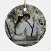 Rustic Boho Floral Pink Rose Wedding Name Ornament セラミックオーナメント (裏面)