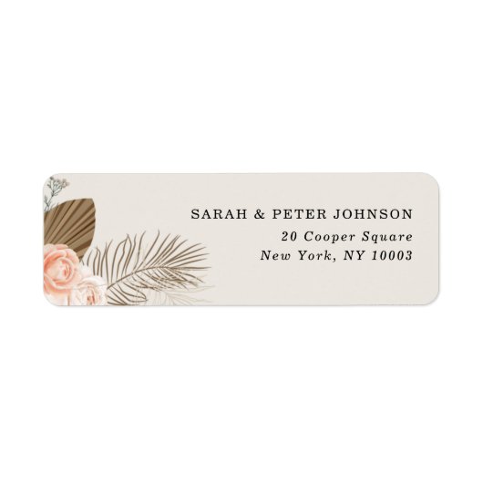 Rustic Boho Floral Terracotta Return Address Label ラベル (正面)