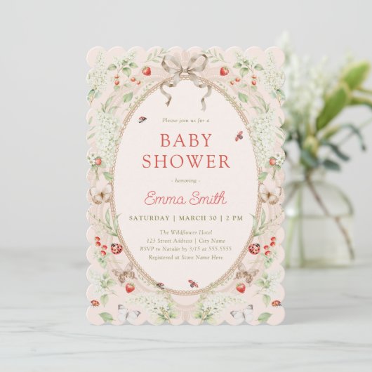 Rustic Boho Gender Neutral Baby Shower 招待状 (スタンド正面)