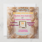 Rustic Boho Golden Glitter Floral Wedding 招待状 (正面)