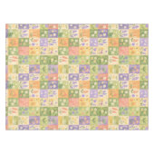 Rustic Boho Green & Orange Quilt Floral Patchwork  テーブルクロス (正面(横))