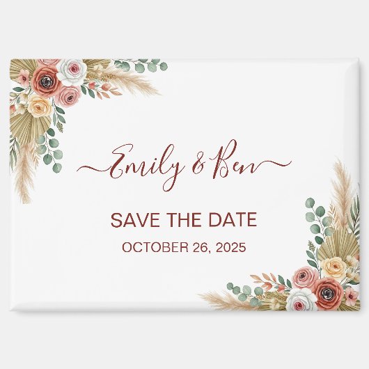 Rustic Boho Magnet Save the Date マグネット (正面)