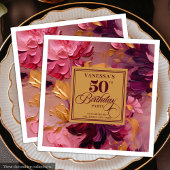 Rustic Boho Merlot Blush Gold 50th Birthday Napkin