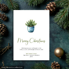Rustic Boho Neutral Pine Wreath Christmas Greeting シーズンカード
