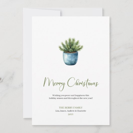 Rustic Boho Neutral Pine Wreath Christmas Greeting シーズンカード (正面)