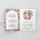 Rustic Boho Neutral Pumpkin Floral QR Code Wedding 招待状 (内部)
