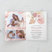 Rustic Boho Palm Dusty Pink Roses QR Code Wedding 招待状 (内部)