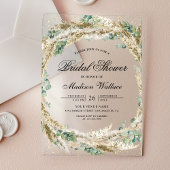 Rustic Boho Pampas Eucalyptus Wreath Bridal Shower アクリル招待状
