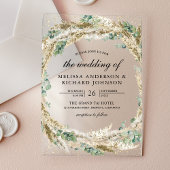 Rustic Boho Pampas Eucalyptus Wreath Wedding アクリル招待状