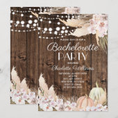 Rustic Boho Pampas Grass Bachelorette Party 招待状 (正面/裏面)