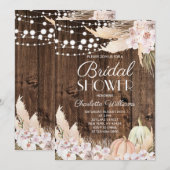 Rustic Boho Pampas Grass Bridal Shower 招待状 (正面/裏面)