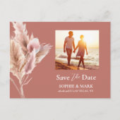 Rustic Boho Pampas Grass Save The Date Photo ポストカード (正面)