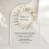 Rustic Boho Pampas Grass Wreath Ampersand Wedding アクリル招待状
