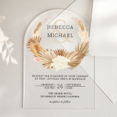 Rustic Boho Pampas Grass Wreath Dried Palm Wedding アクリル招待状